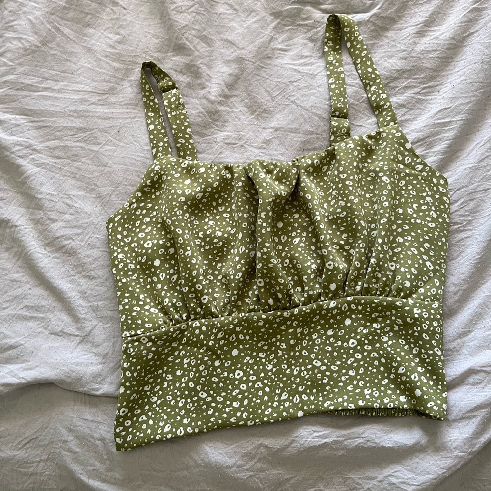 Green patterned tank top